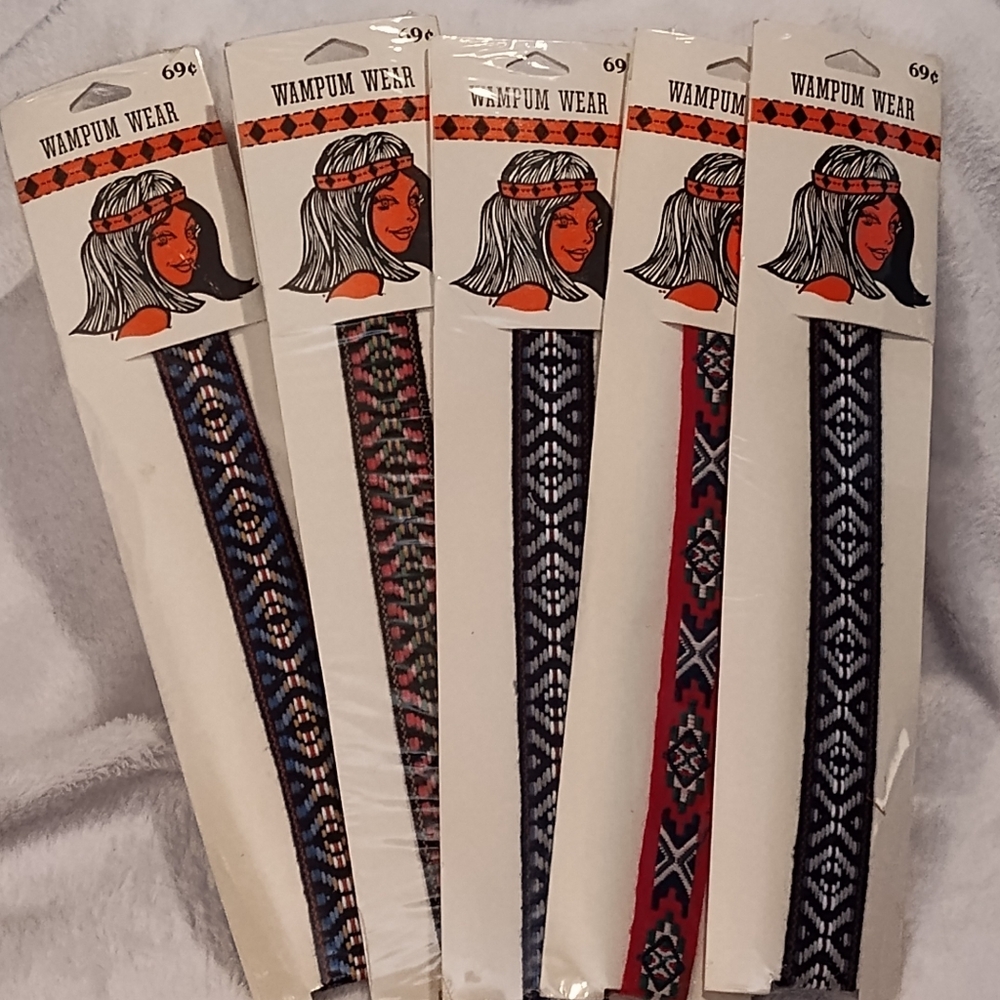 NWT! 5 Vintage Wampum Wear Indian Headbands